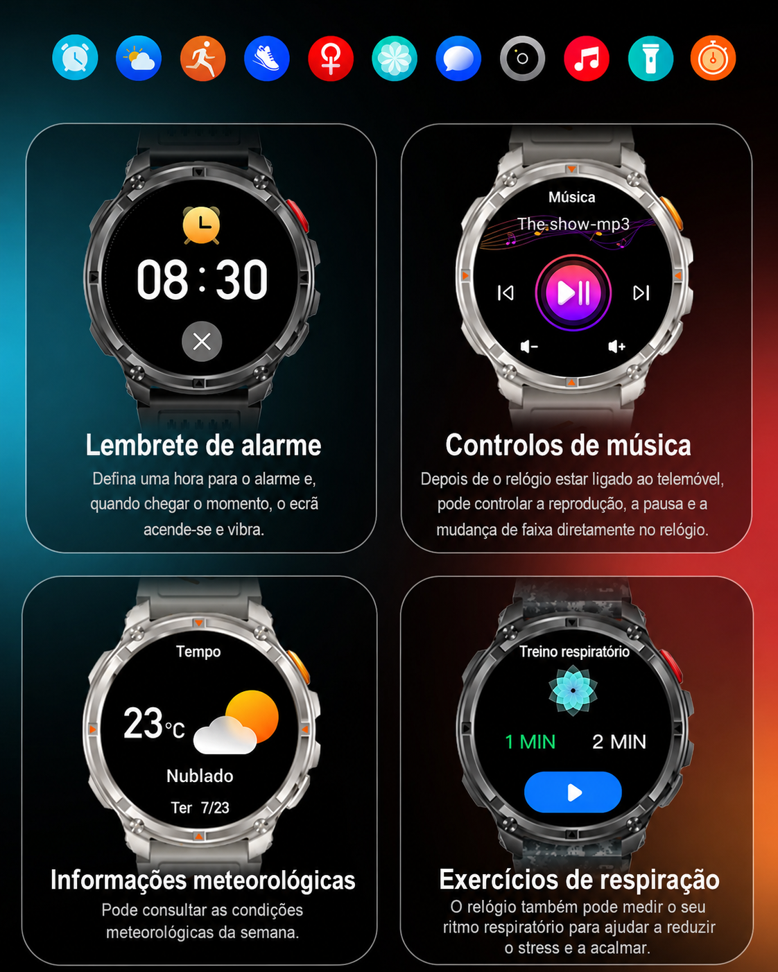 ESTG HT33 Outdoor – Smartwatch com Lanterna LED by Frazione