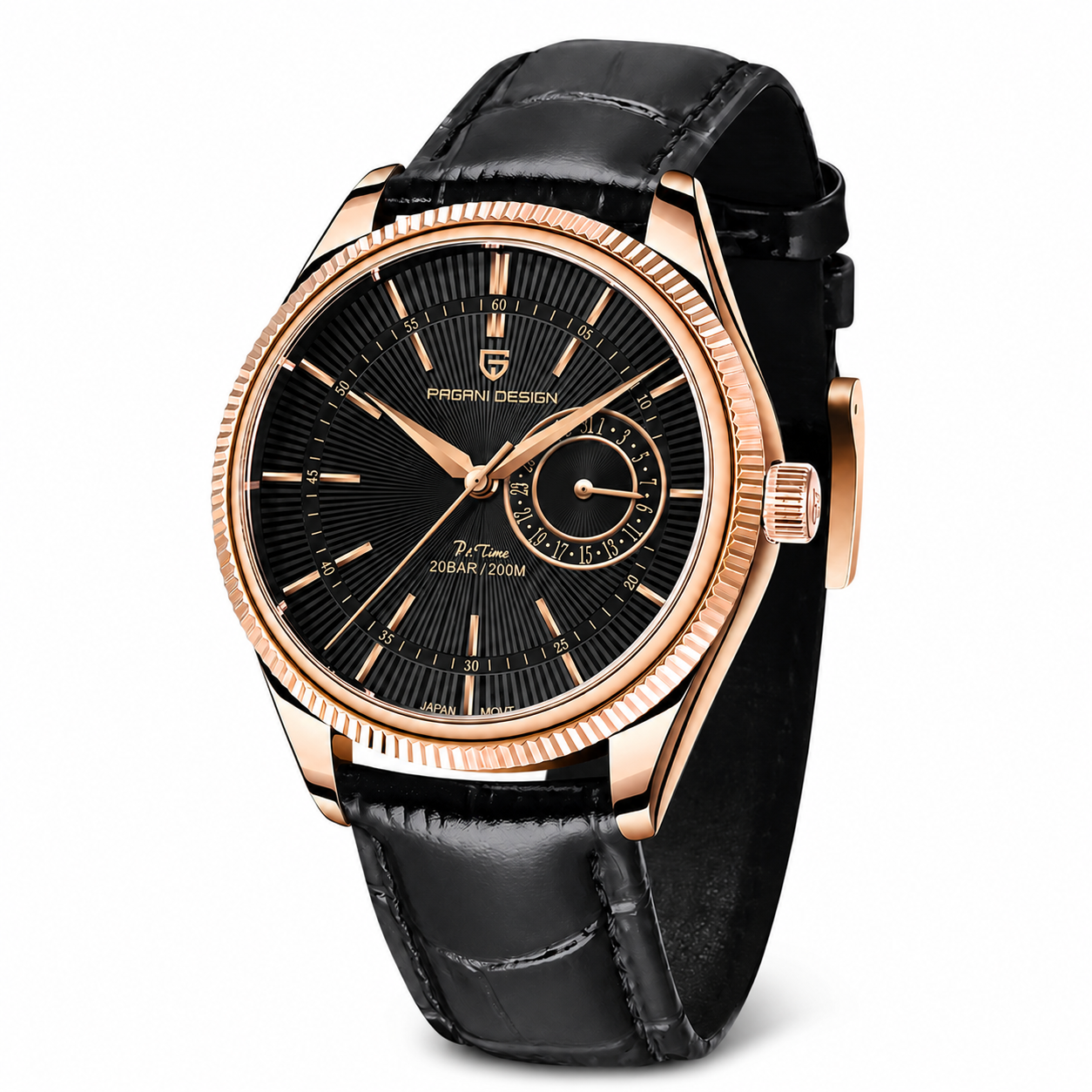 Relógio Quartz PAGANI DESIGN PD-1689 em Pele e Safira