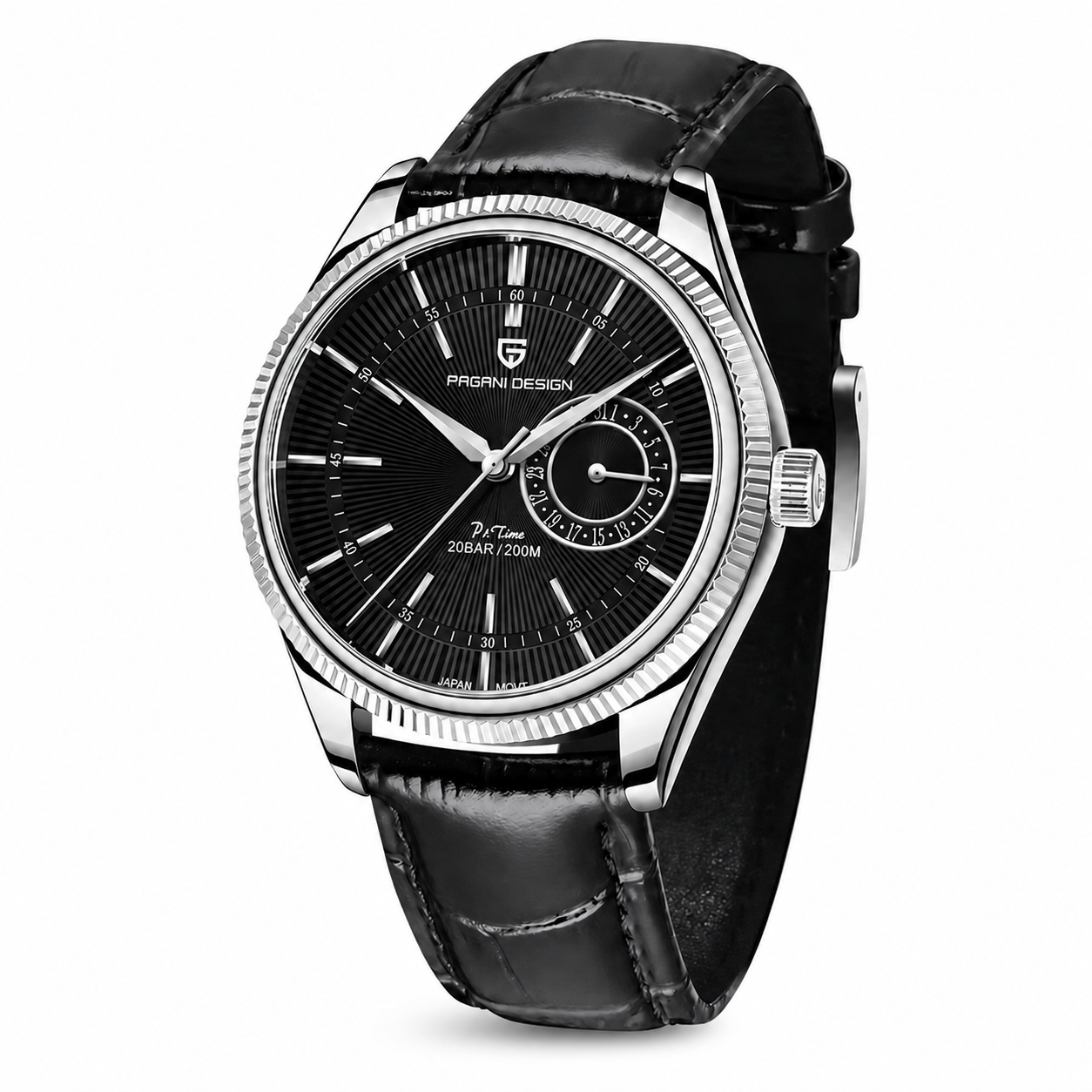 Relógio Quartz PAGANI DESIGN PD-1689 em Pele e Safira