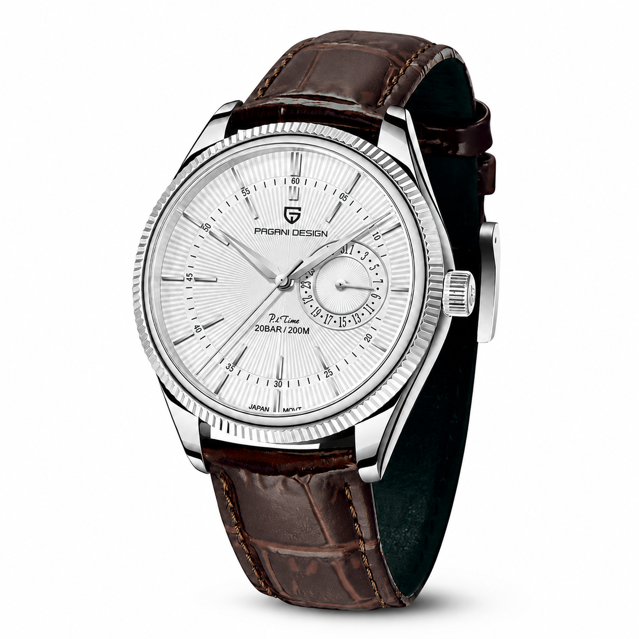 Relógio Quartz PAGANI DESIGN PD-1689 em Pele e Safira