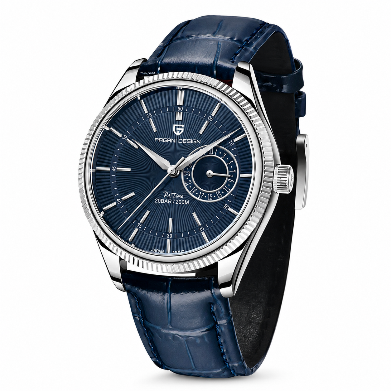 Relógio Quartz PAGANI DESIGN PD-1689 em Pele e Safira
