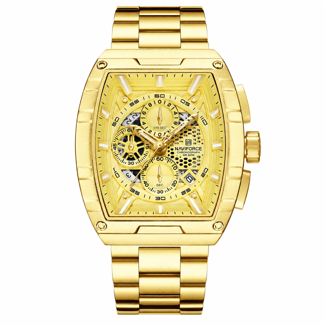 NAVIFORCE Chrono Tonneau 8066 – Relógio em Aço