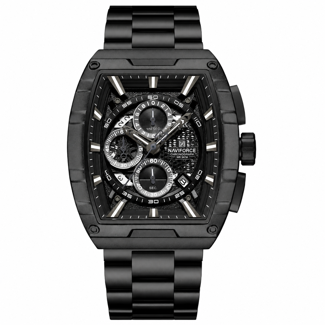 NAVIFORCE Chrono Tonneau 8066 – Relógio em Aço