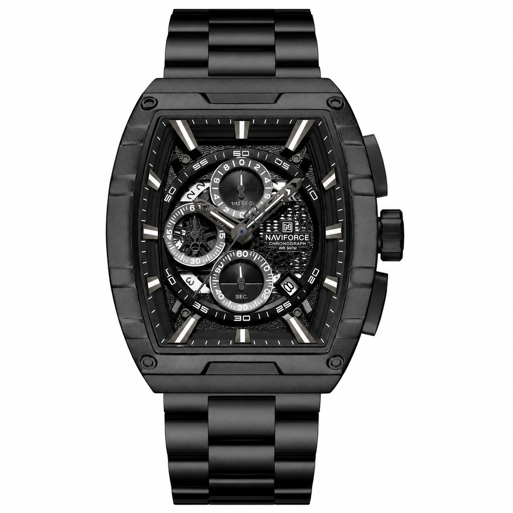 NAVIFORCE Chrono Tonneau 8066 – Relógio em Aço