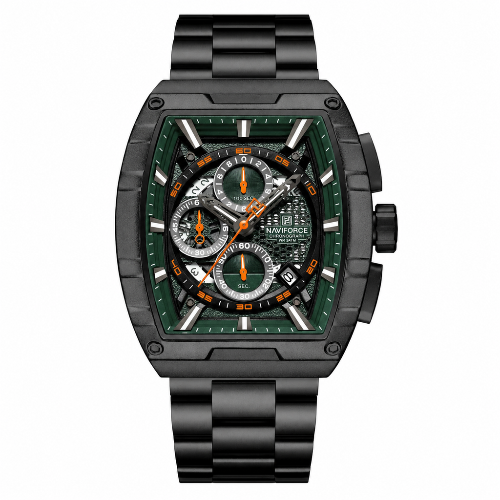 NAVIFORCE Chrono Tonneau 8066 – Relógio em Aço