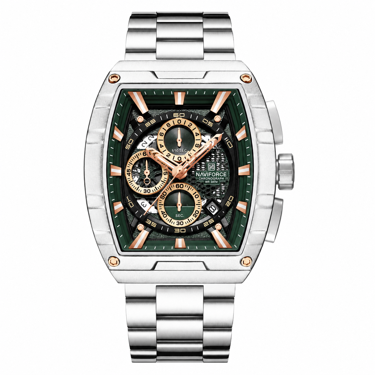 NAVIFORCE Chrono Tonneau 8066 – Relógio em Aço