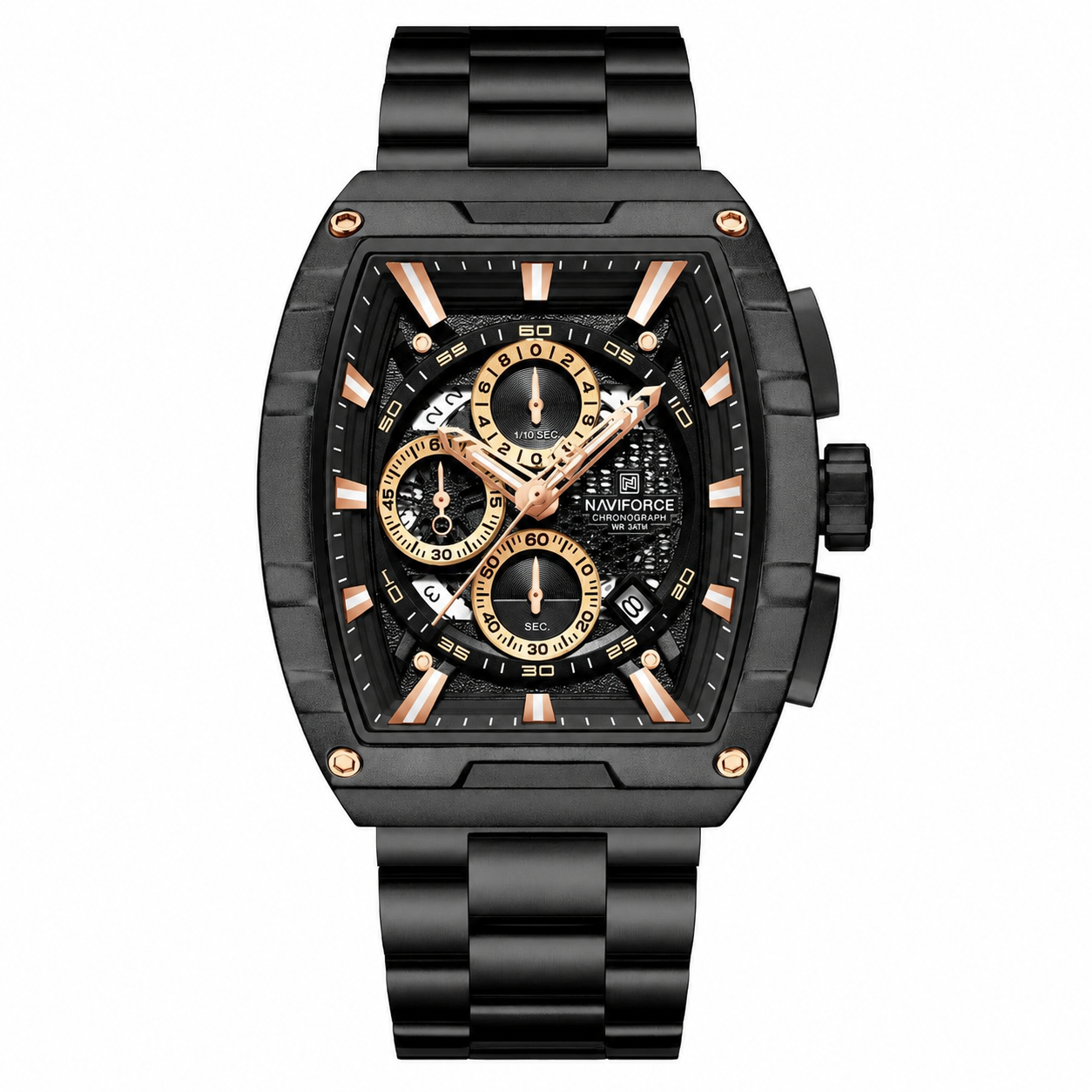 NAVIFORCE Chrono Tonneau 8066 – Relógio em Aço