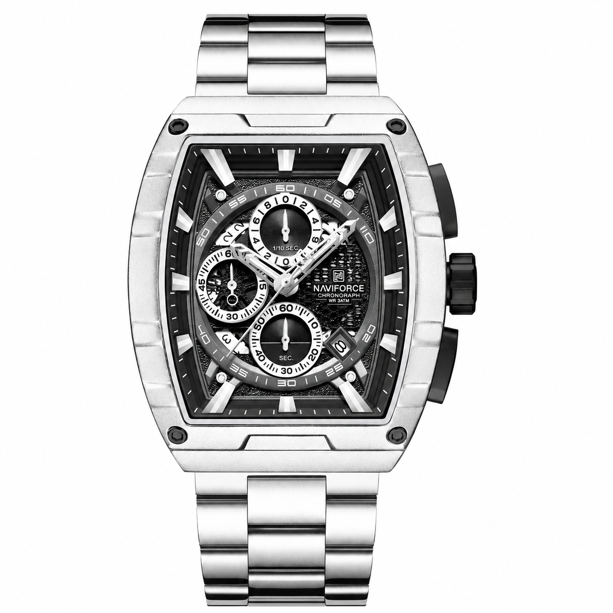 NAVIFORCE Chrono Tonneau 8066 – Relógio em Aço