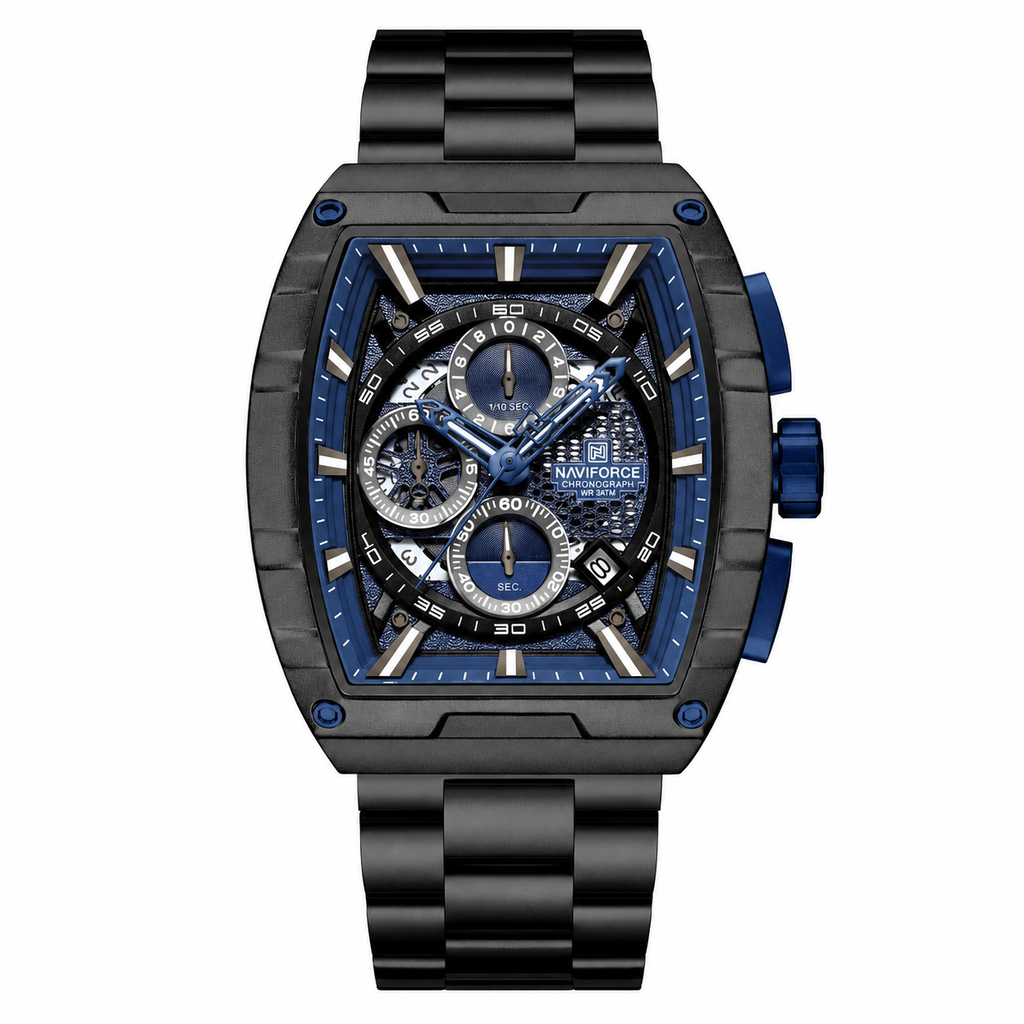 NAVIFORCE Chrono Tonneau 8066 – Relógio em Aço