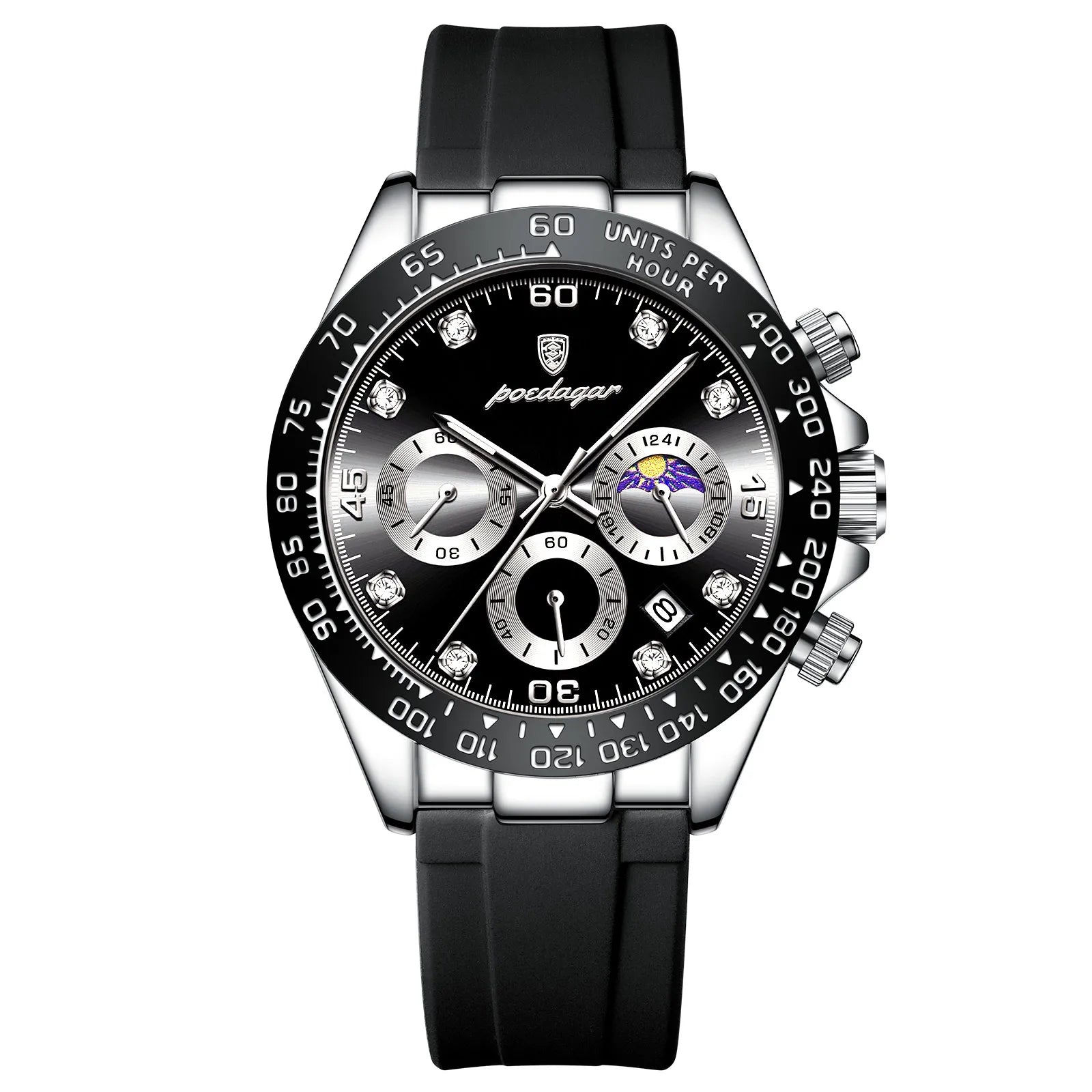 POEDAGAR 629 Chrono Sport | Silicone · Luminoso · Data