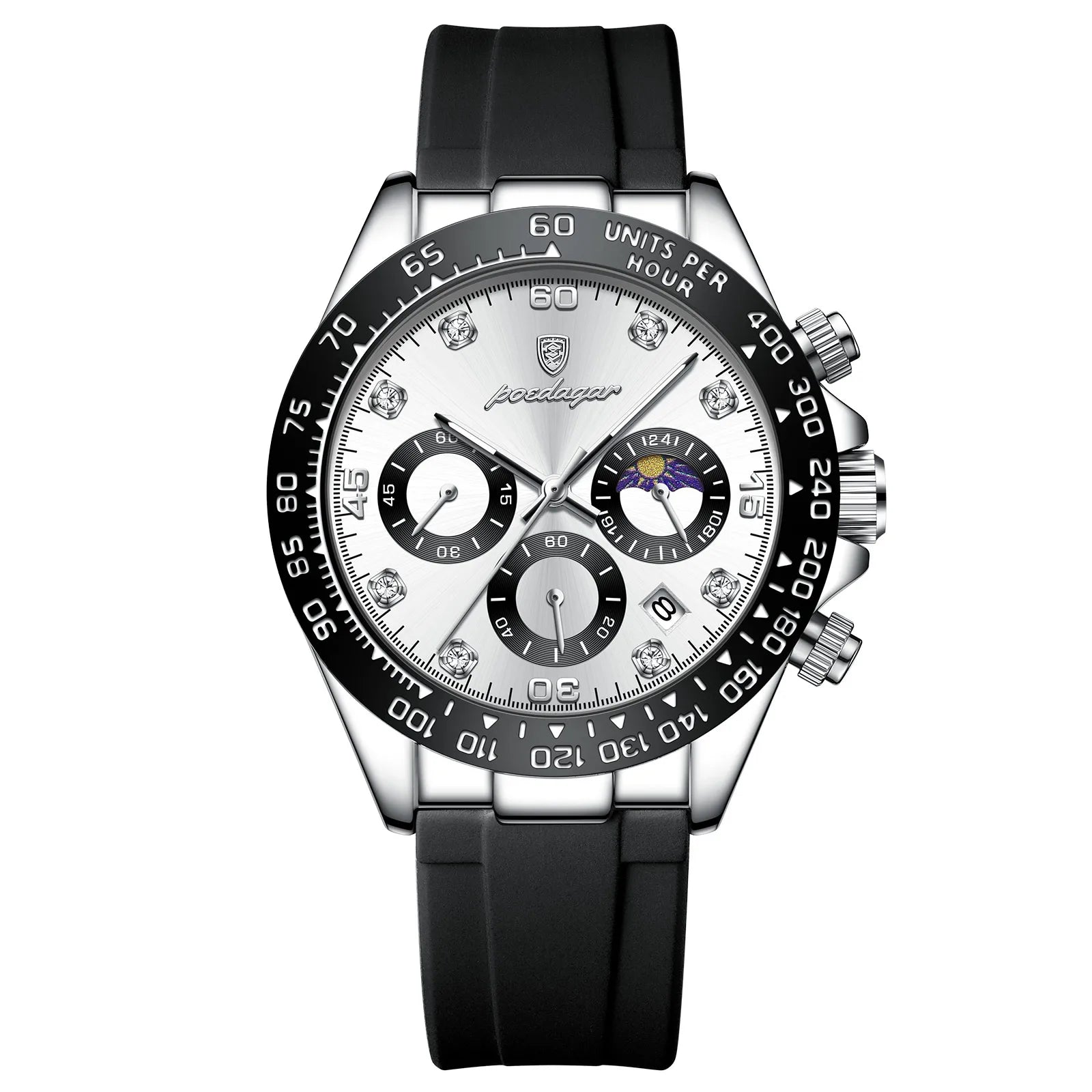 POEDAGAR 629 Chrono Sport | Silicone · Luminoso · Data