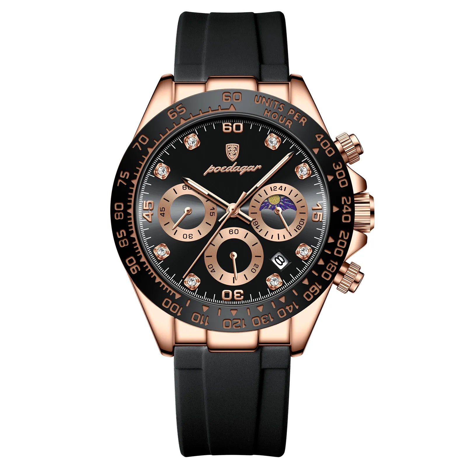 POEDAGAR 629 Chrono Sport | Silicone · Luminoso · Data