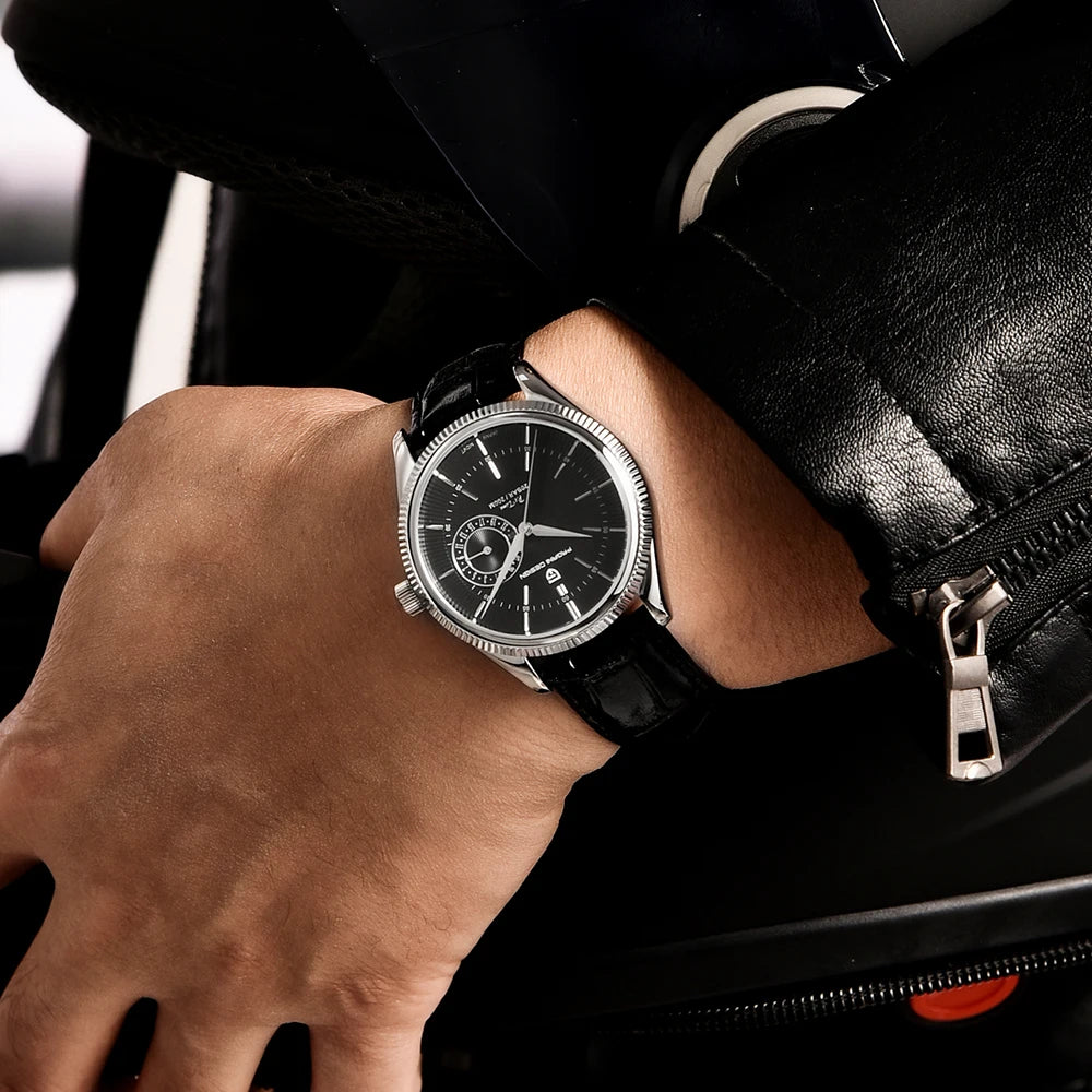 Relógio Quartz PAGANI DESIGN PD-1689 em Pele e Safira