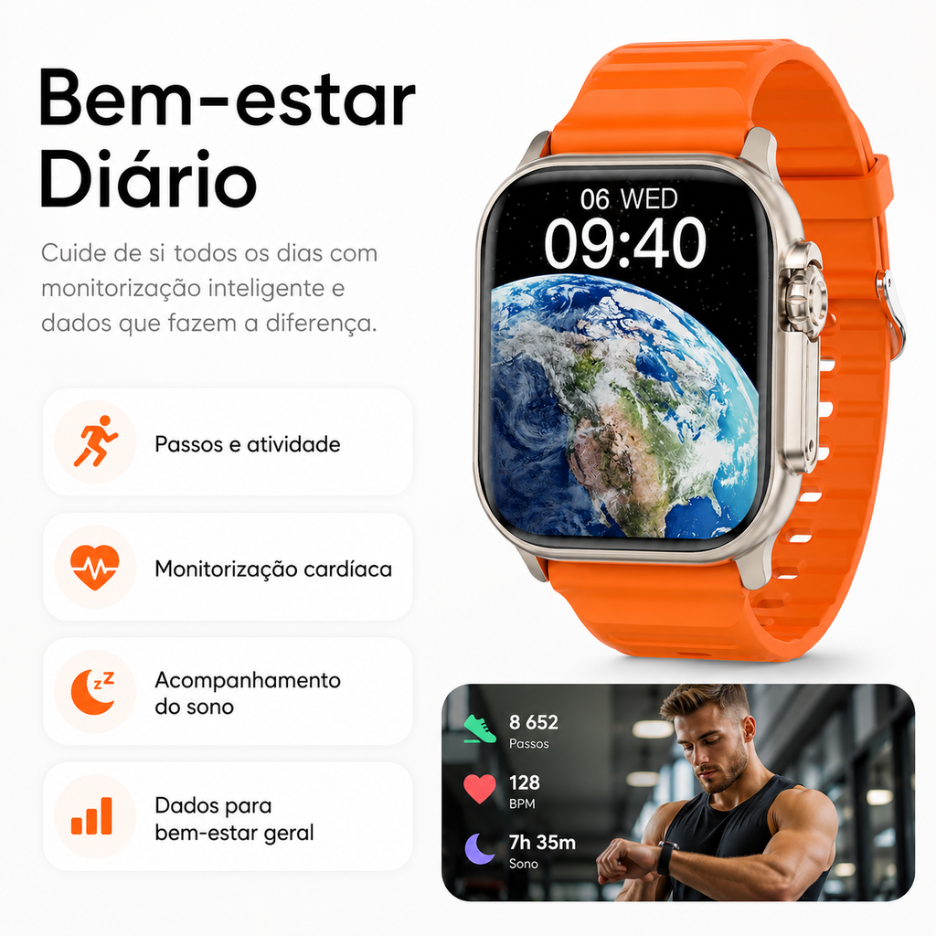 Smartwatch C900 Ultra 2 para acompanhamento de bem-estar diário